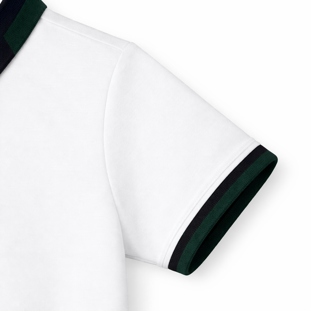 White Contrast Panel Polo Tee