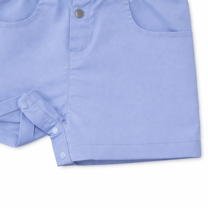 Blue Bow Utility Romper
