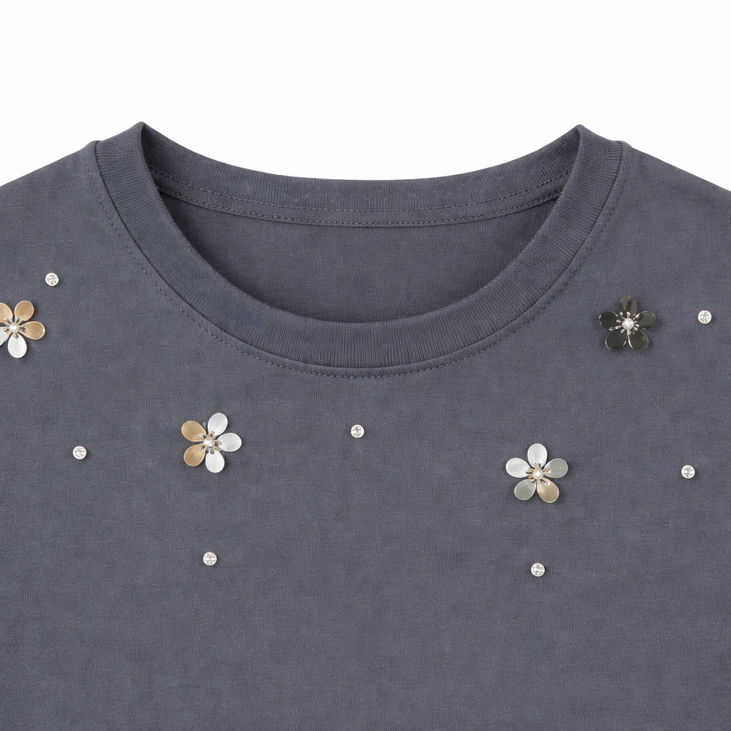 Midnight Bloom Embellished Tee