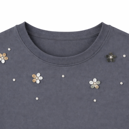 Midnight Bloom Embellished Tee
