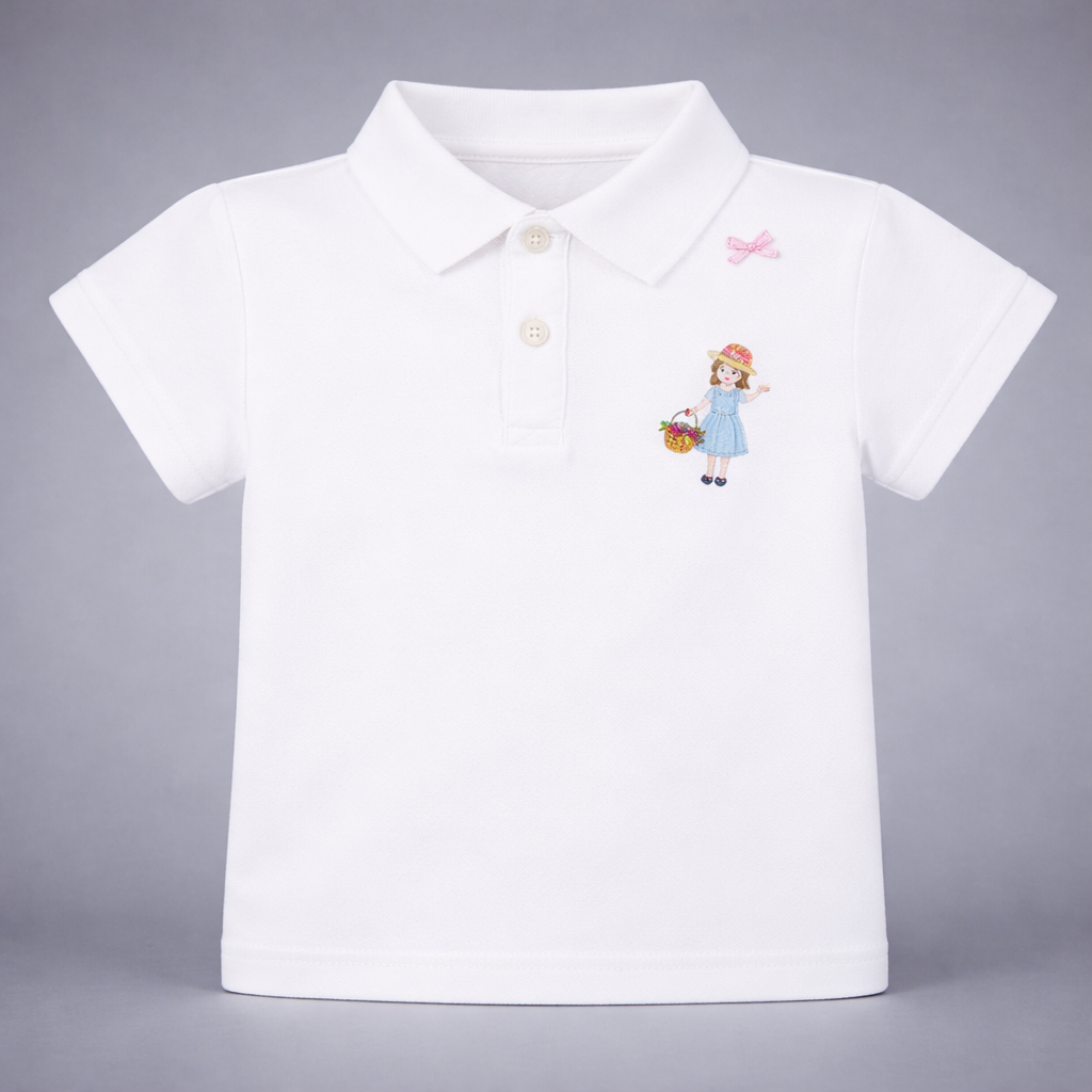 Girl embroidery Polo t-shirt