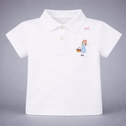 Girl embroidery Polo t-shirt