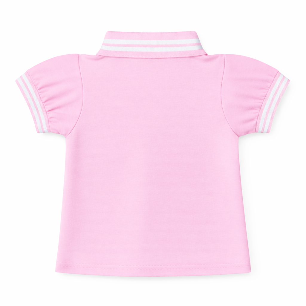 Pink Stripe Collar Polo Tee