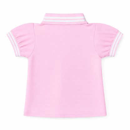 Pink Stripe Collar Polo Tee