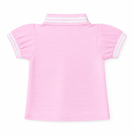 Pink Stripe Collar Polo Tee