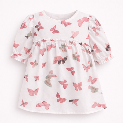 Pink Butterfly Print Top
