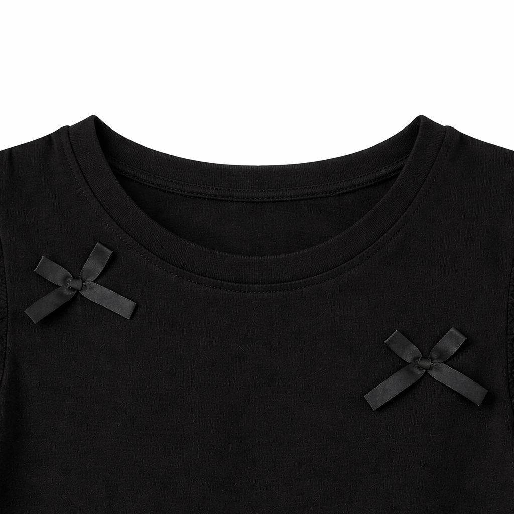 Black Bow Flutter Tee