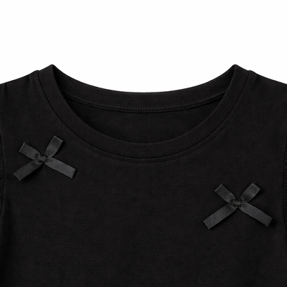 Black Bow Flutter Tee