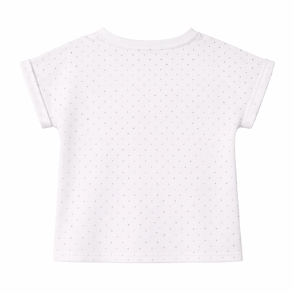 white embellished Polka Floral Tee