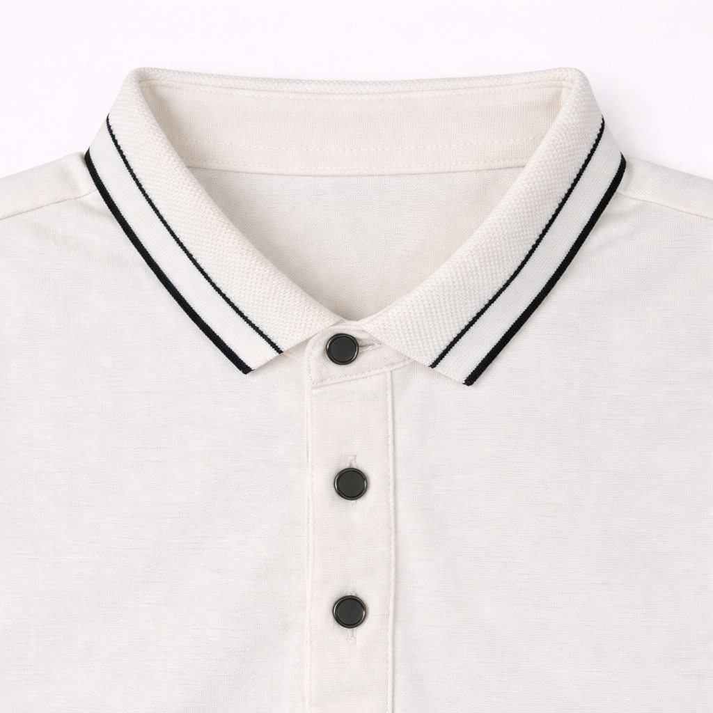 White Contrast Stripe Polo