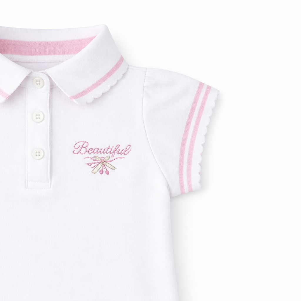 'Beautiful' white polo tee