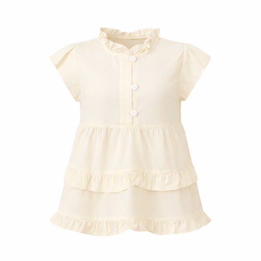 cream Ruffle Top & Pant Set