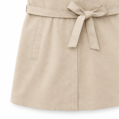 Beige Bow Accent Shirt Dress
