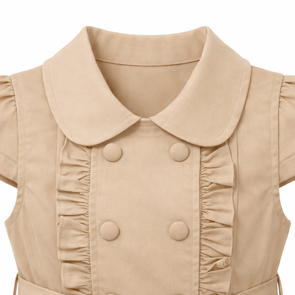Beige Ruffle Bow Dress