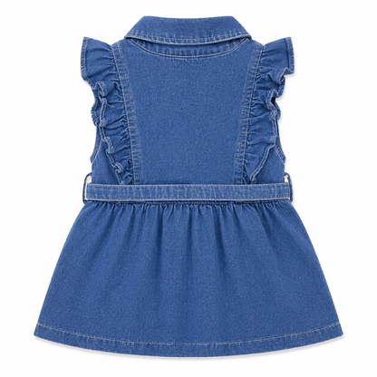 Denim Ruffle Belted Dress