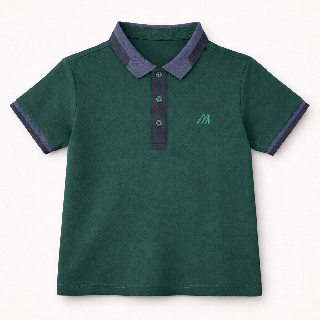 Classic Contrast Green Collar Polo