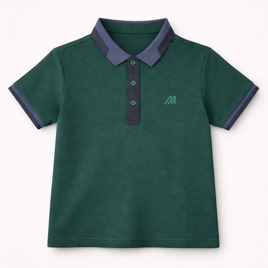 Classic Contrast Green Collar Polo