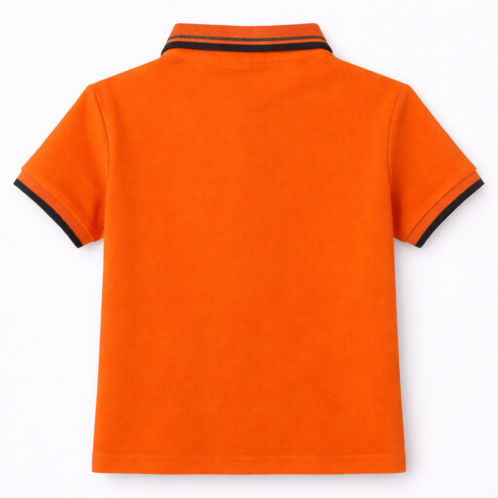 Boys Orange Horse Appliqué Polo T-Shirt