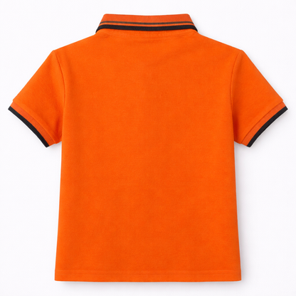 Boys Orange Horse Appliqué Polo T-Shirt