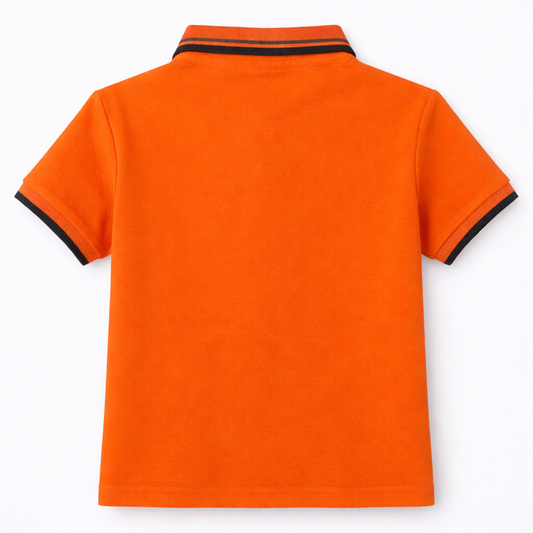 Boys Orange Horse Appliqué Polo T-Shirt