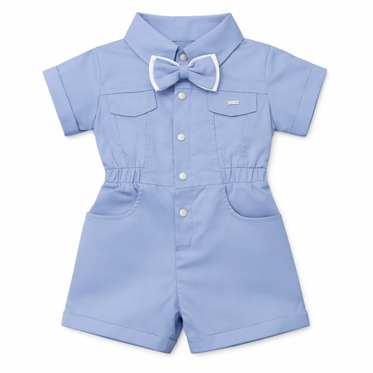 Blue Bow Utility Romper