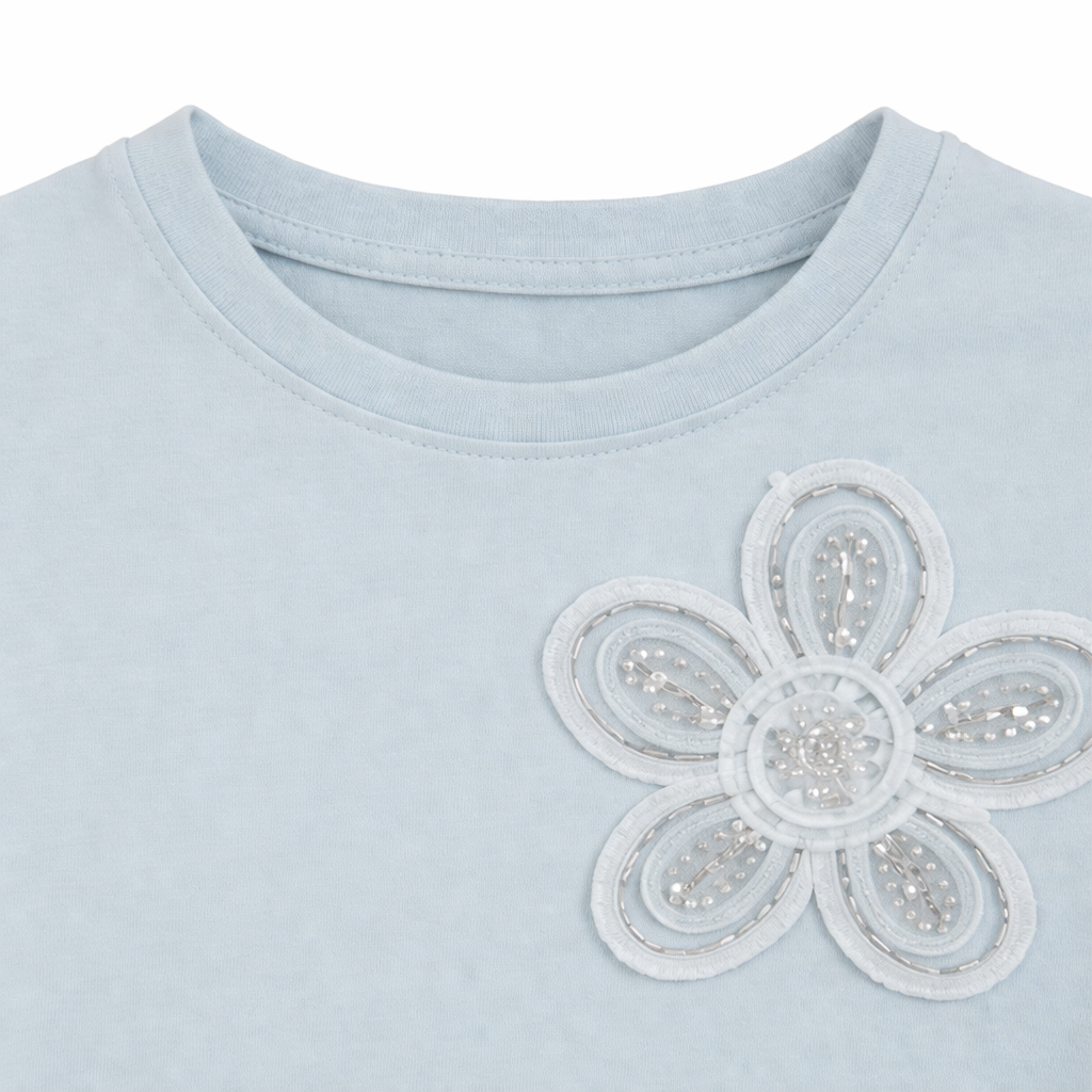 Lace Sleeve Floral Tee