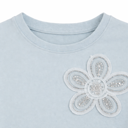 Lace Sleeve Floral Tee