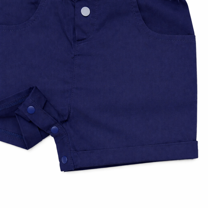 Navy Blue Bow Utility Romper