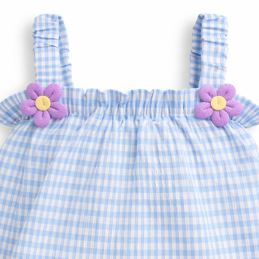 Blue Gingham Daisy Set