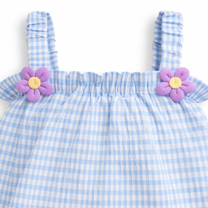 Blue Gingham Daisy Set