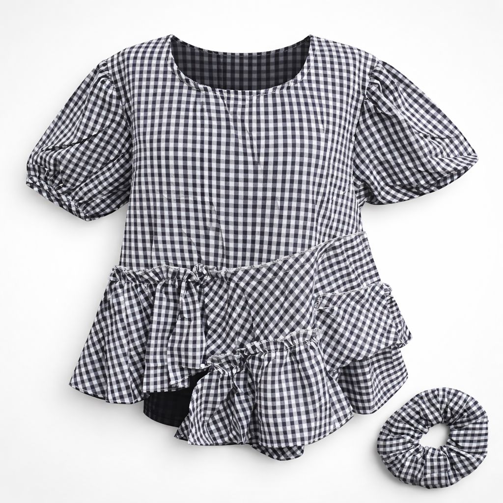 Classic Gingham Ruffle top
