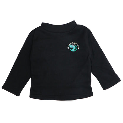 Black ⁠Ribbed Top – Dinosaur Patch