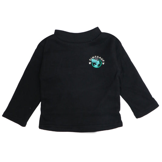 Black ⁠Ribbed Top – Dinosaur Patch