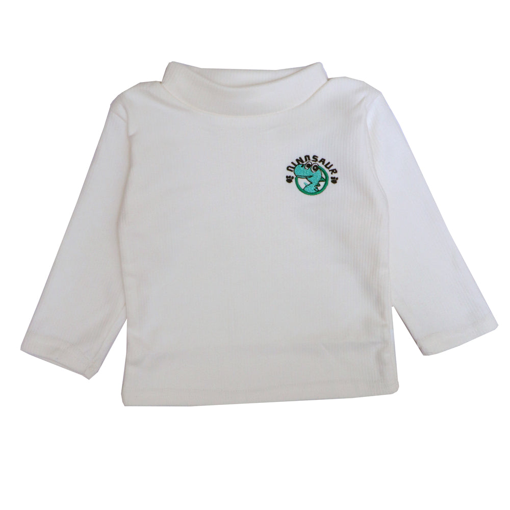 Ivory ⁠Ribbed Top – Dinosaur Patch