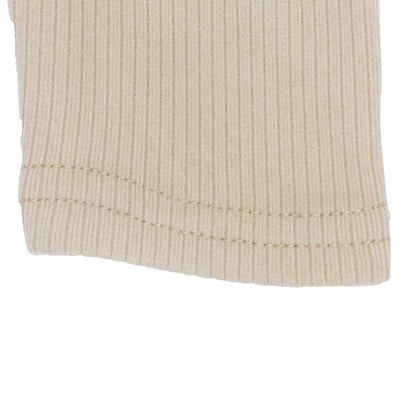 Beige ⁠Ribbed Top – Dinosaur Patch