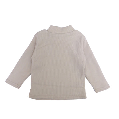 Beige ⁠Ribbed Top – Dinosaur Patch