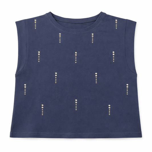 Navy Studded Sleeveless Top