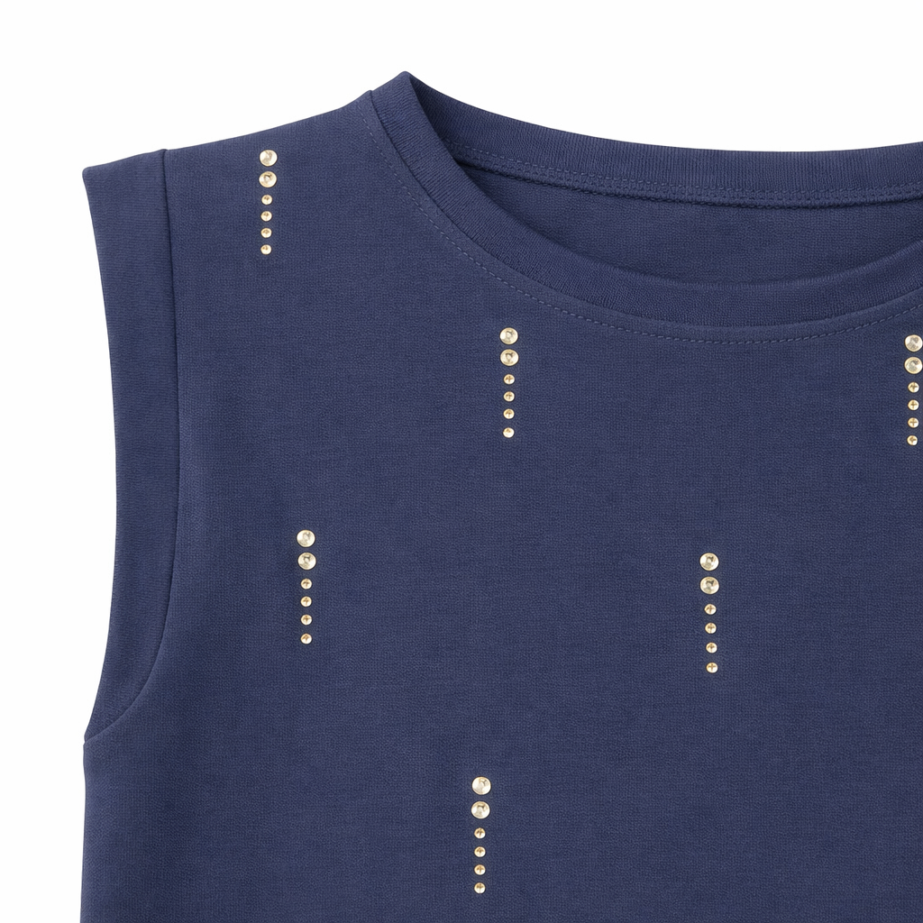 Navy Studded Sleeveless Top