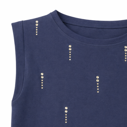 Navy Studded Sleeveless Top