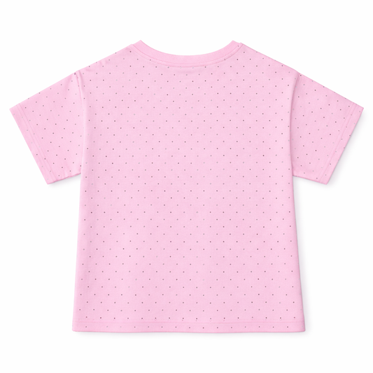 pink embellished polka floral Tee