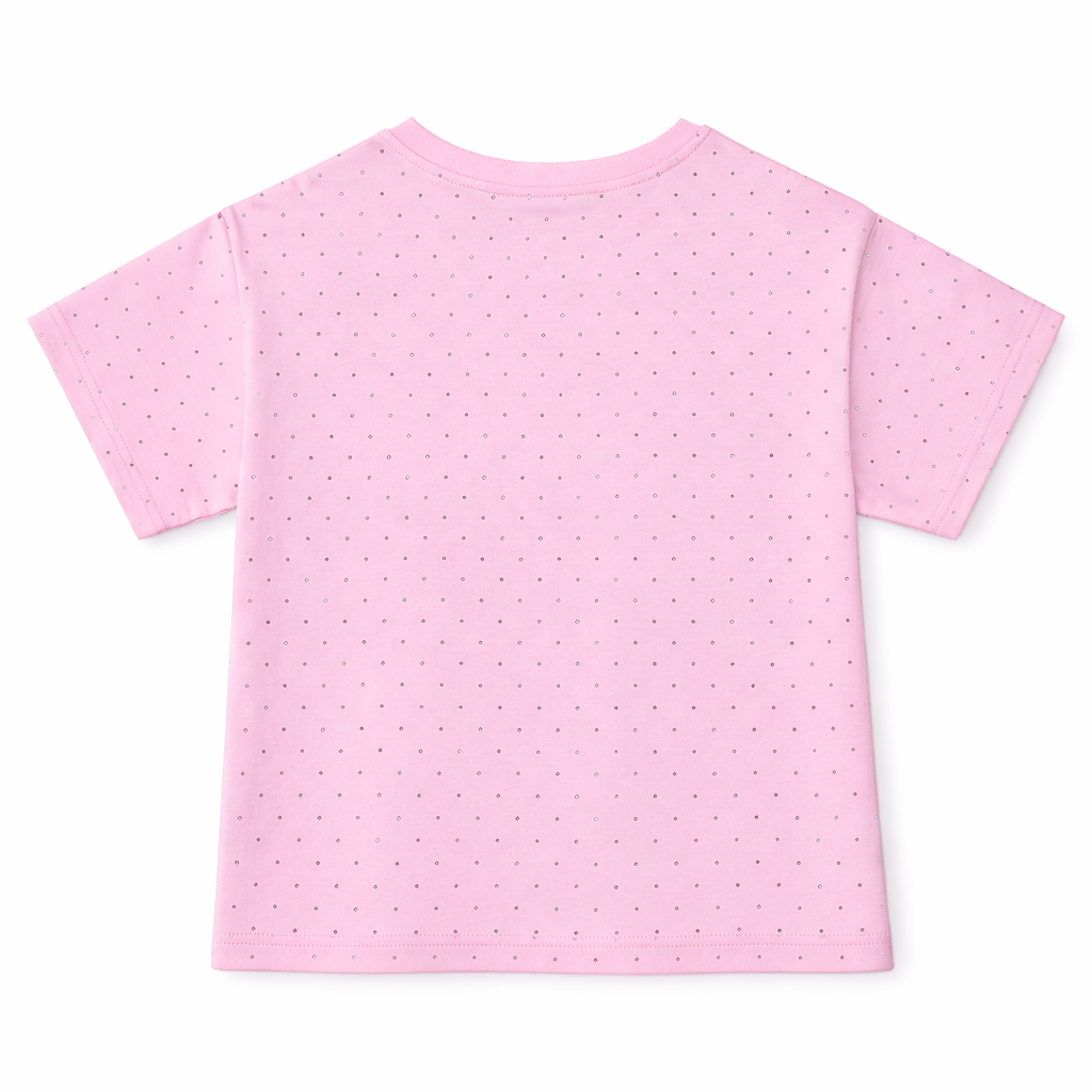 pink embellished polka floral Tee