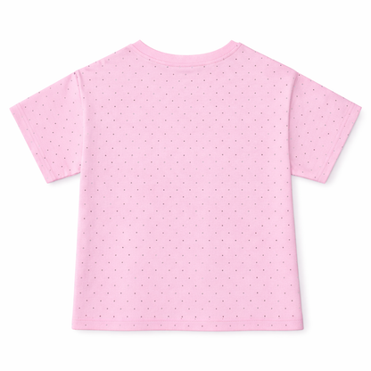 pink embellished polka floral Tee