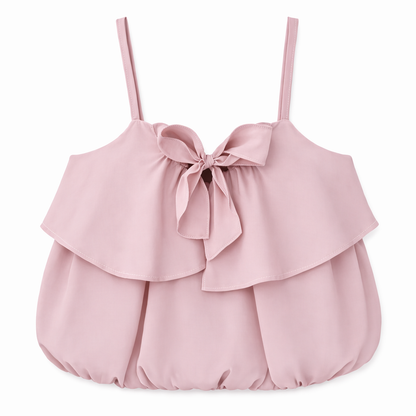 Blush bow ruffle coord set