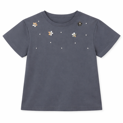 Midnight Bloom Embellished Tee