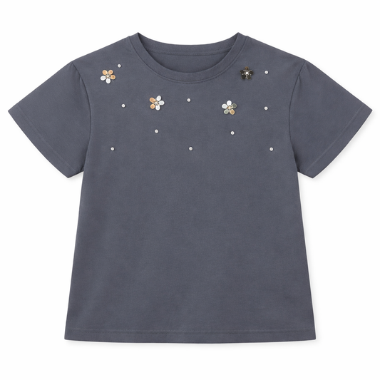 Midnight Bloom Embellished Tee