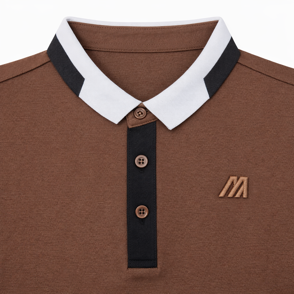 Classic Contrast Collar Brown Polo