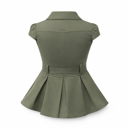 Olive Utility Flare bow Dress
