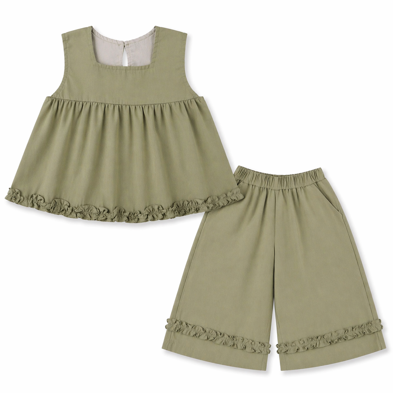 Olive Ruffle Co-ord Set