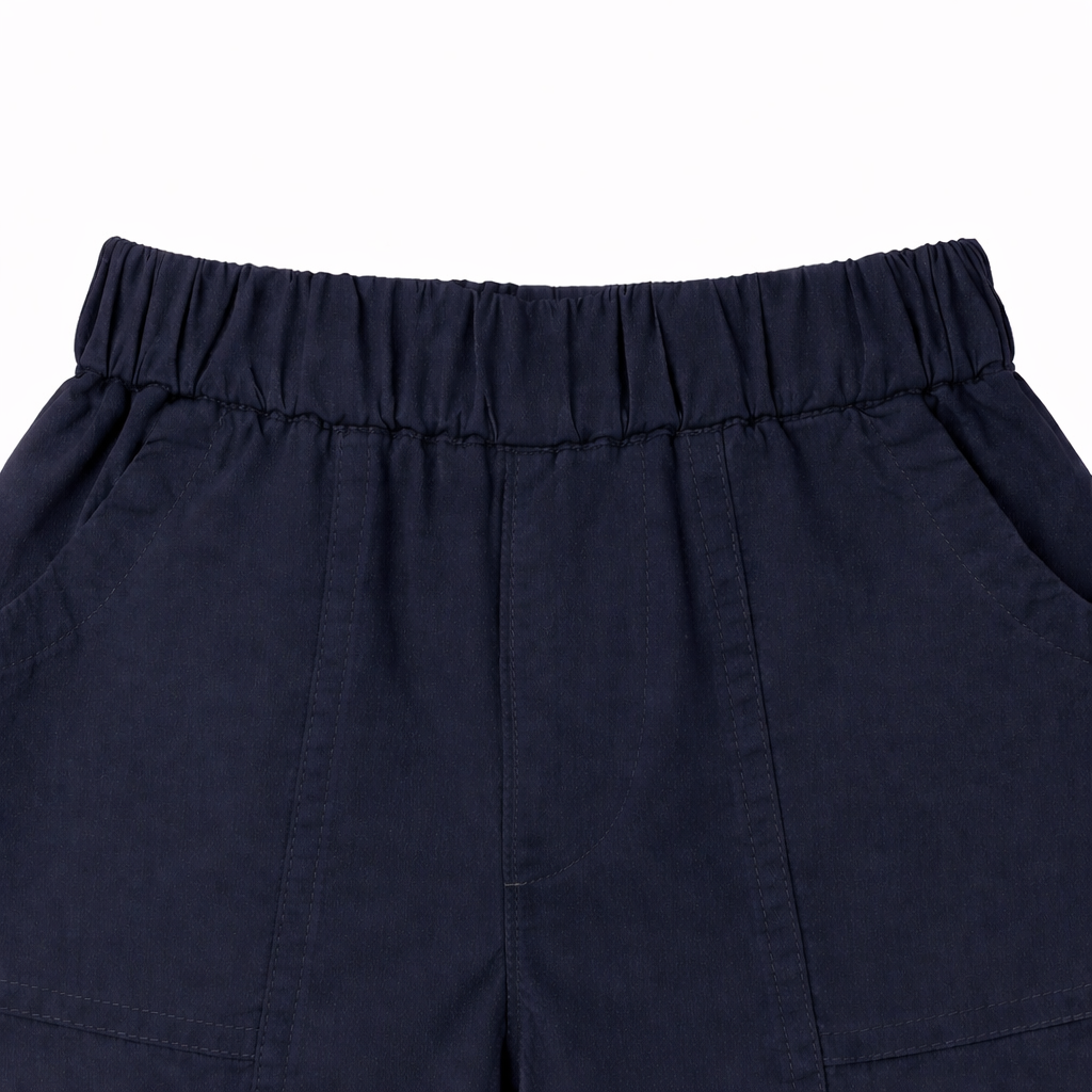 Navy Graphic Pocket Shorts