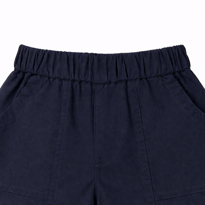 Navy Graphic Pocket Shorts